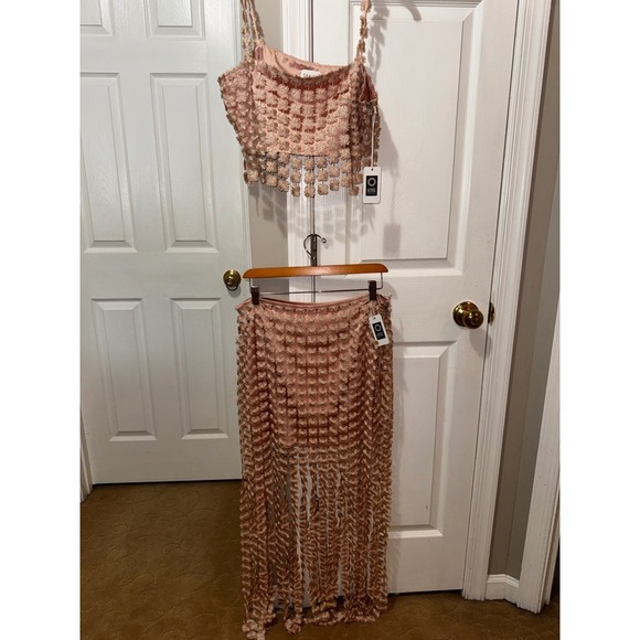 SAYLOR  ELIE Two-Piece Set Crop Top Maxi Skirt‎ Blush Pink Size L NWT - Picture 5 of 11